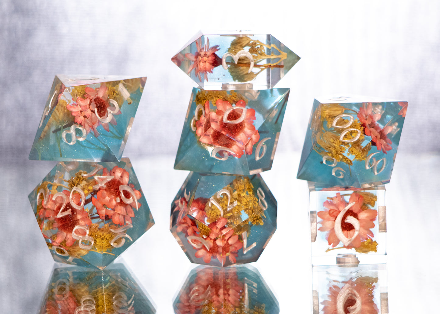 Pink Lemonade - 7 Piece Handmade Resin Dice