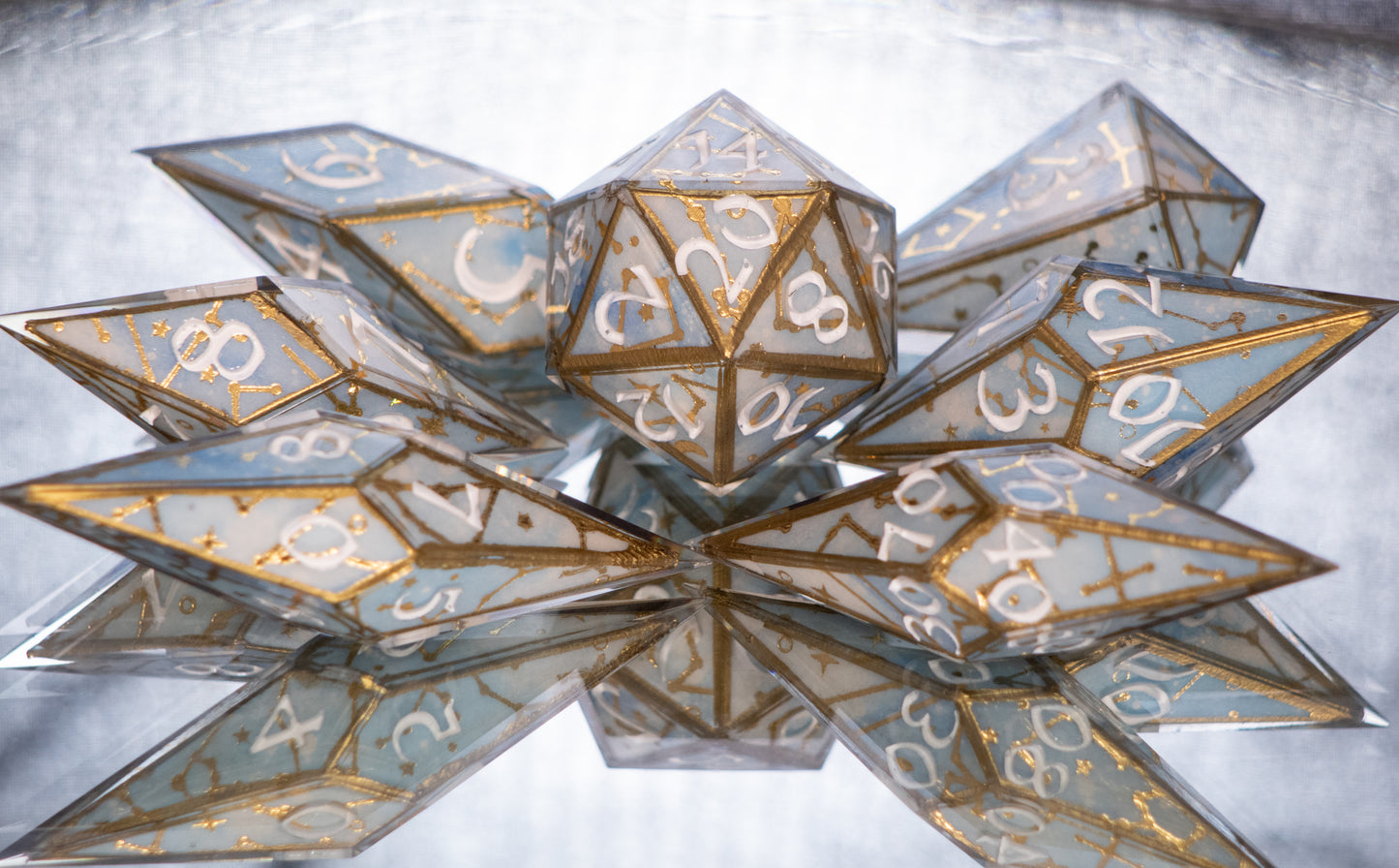 Sweet Dreams - Sharp 7 Piece Handmade Resin Dice