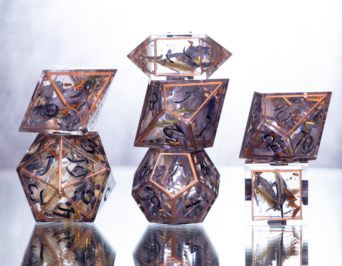 Texas Blue Bonnets- 7 Piece Handmade Resin Dice
