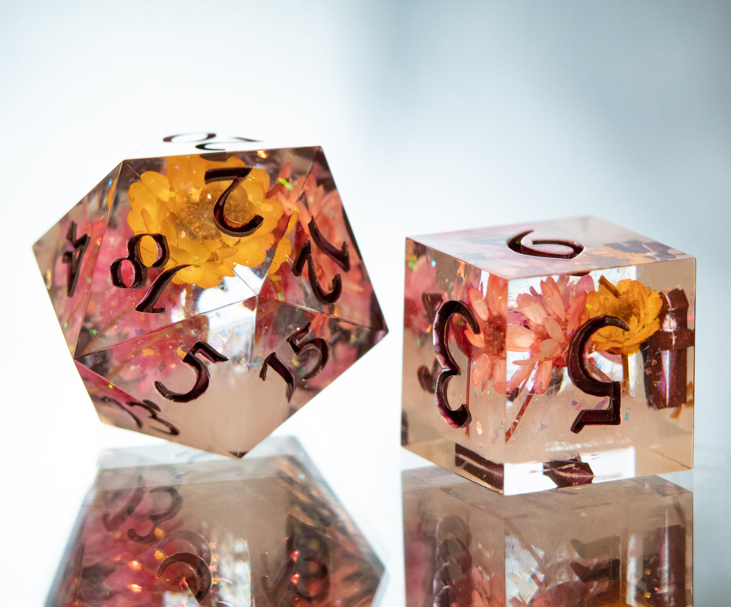 Sapphic Sunset - 7 Piece Handmade Resin Dice