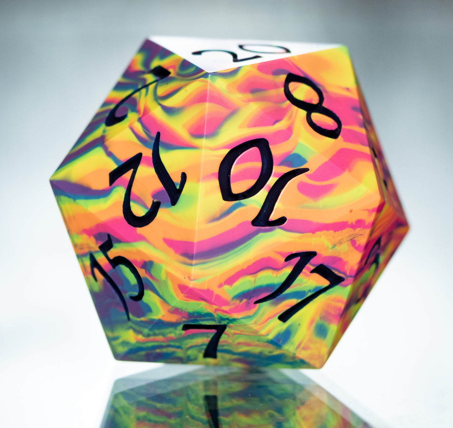 Neon Rainbow - Chonk Extra Large D20