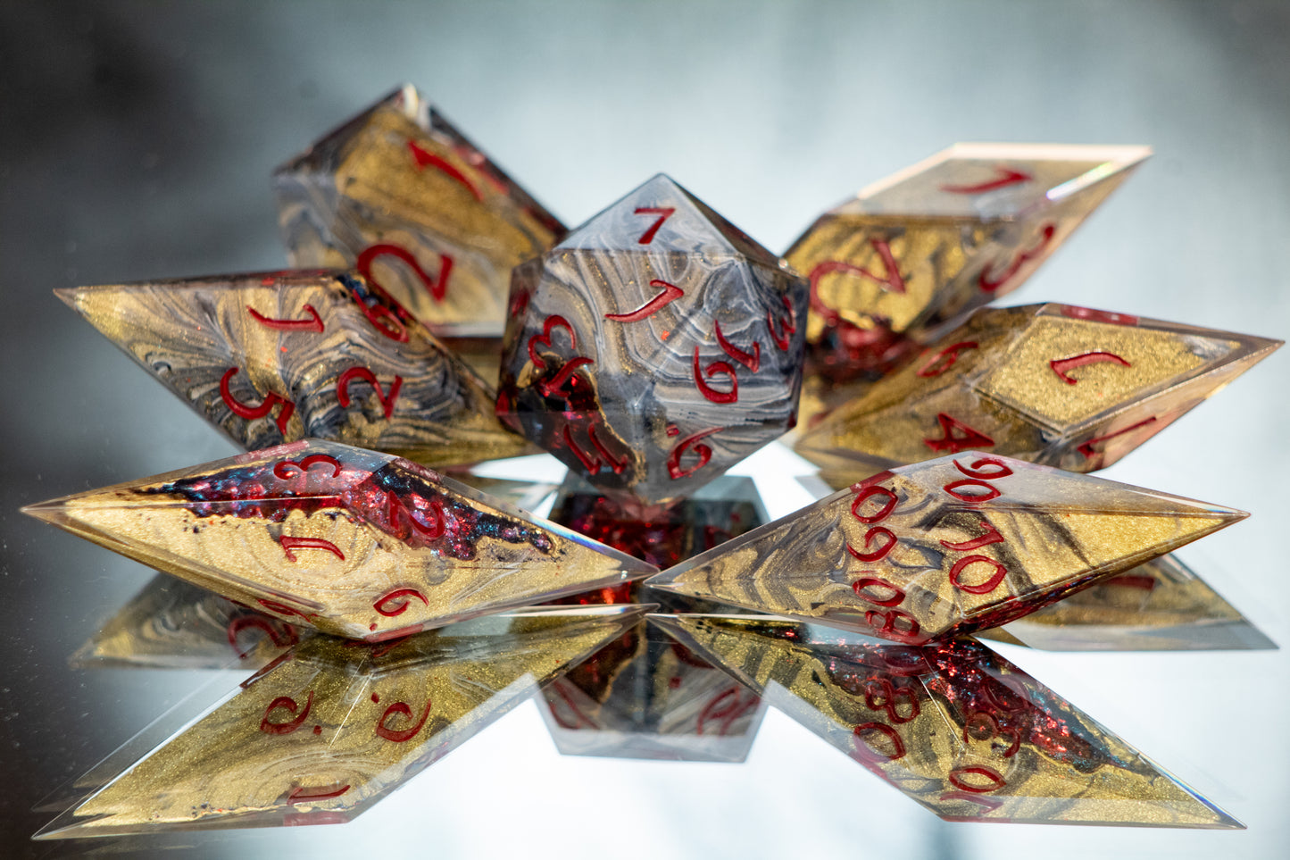 Arcane Corruption - Sharp 7 Piece Handmade Resin Dice