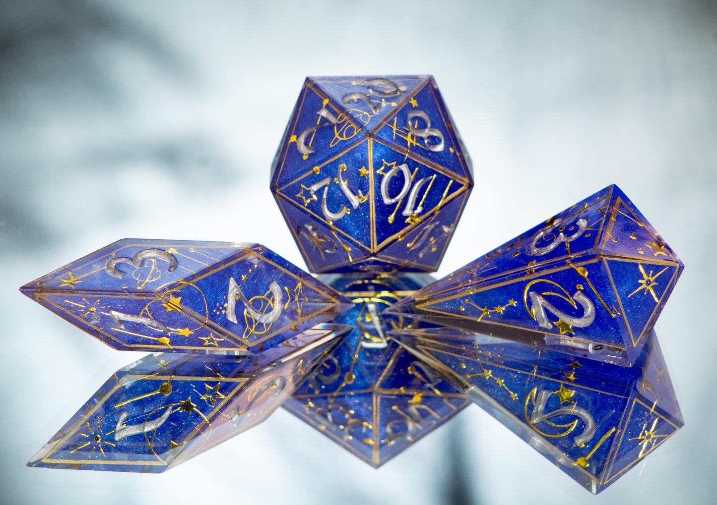 Written in the Stars -Sharp 7 Piece Handmade Resin Dice