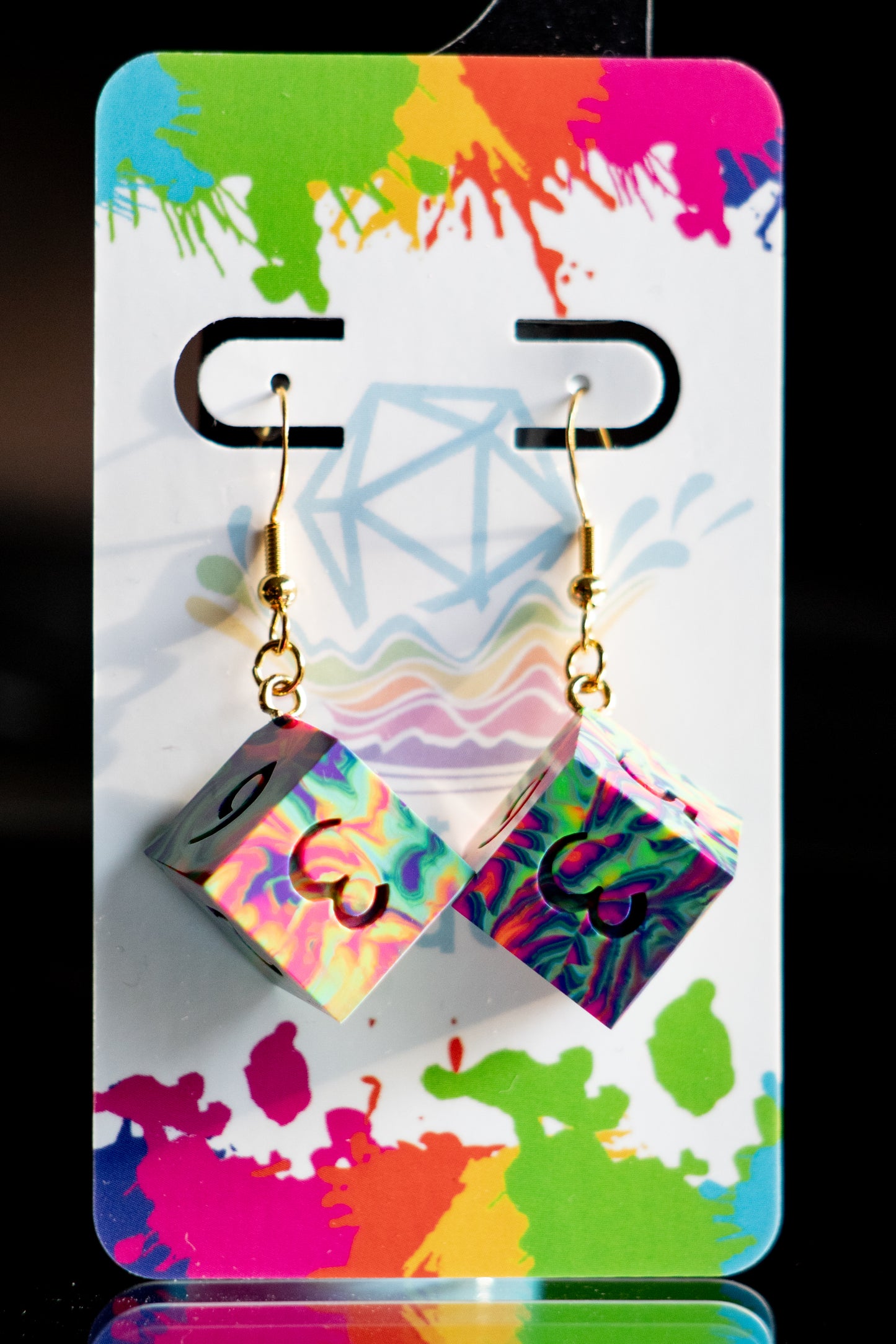 D6 Neon Rainbow Earrings