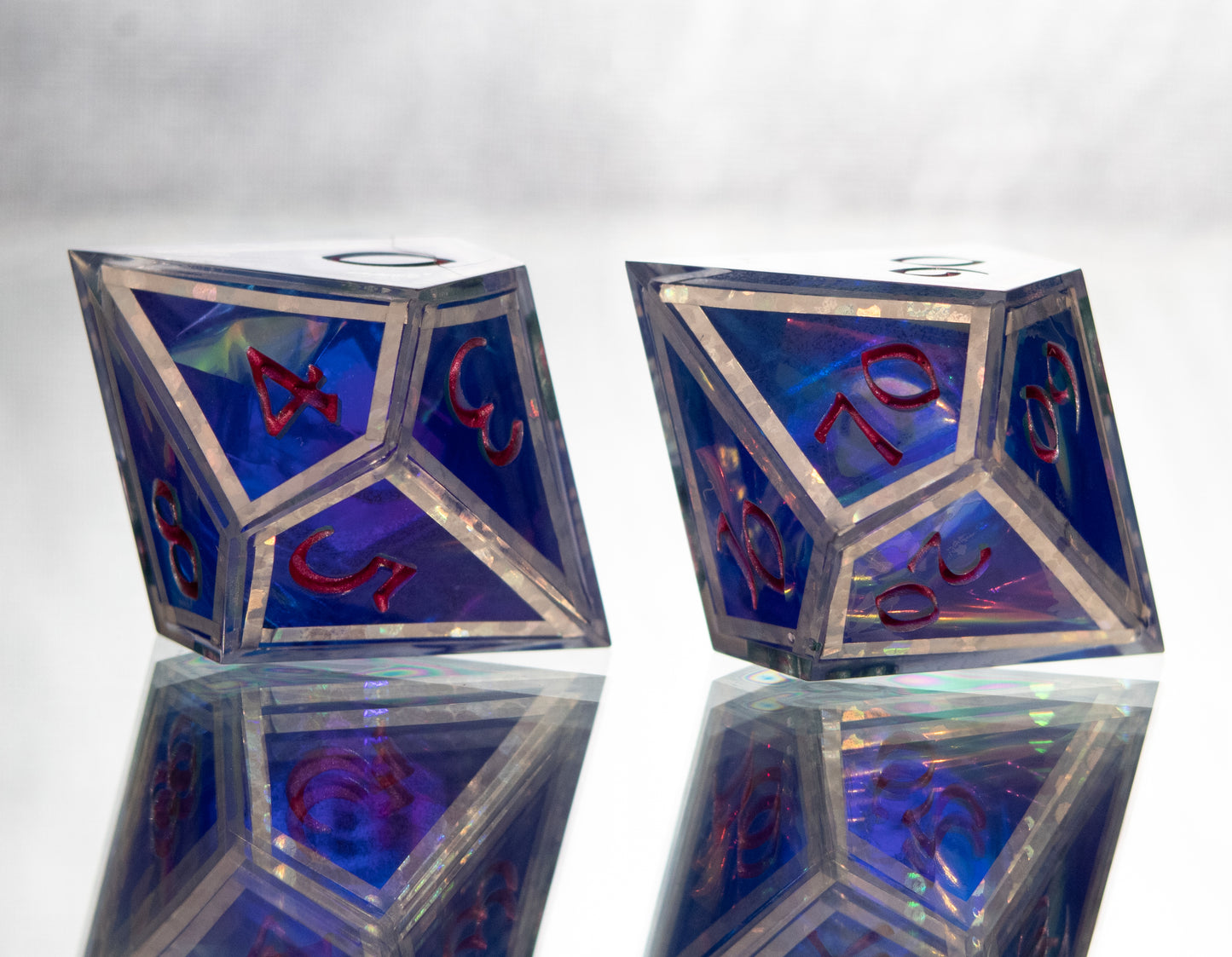 Holographic Windows - 7 Piece Handmade Resin Dice