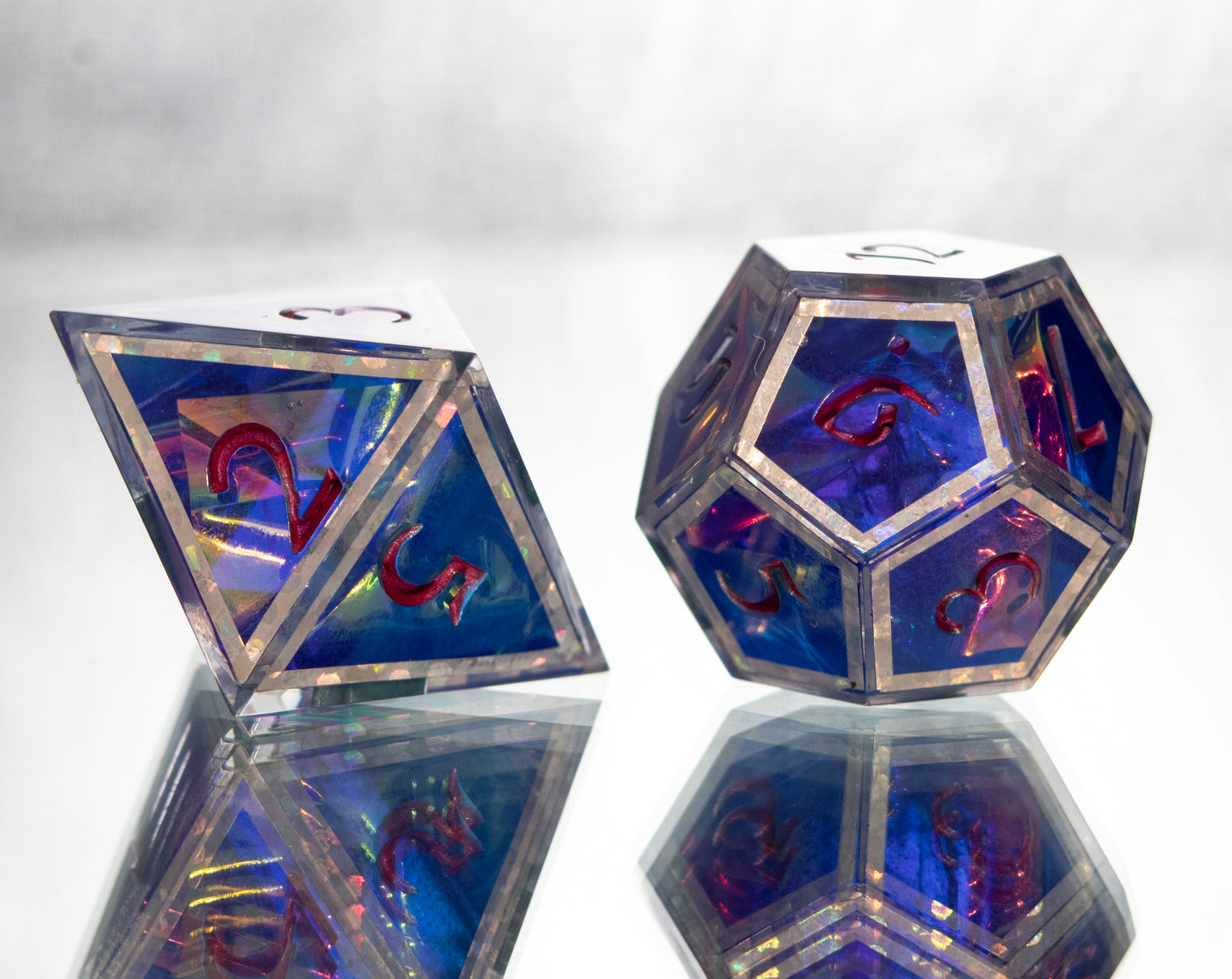 Holographic Windows - 7 Piece Handmade Resin Dice