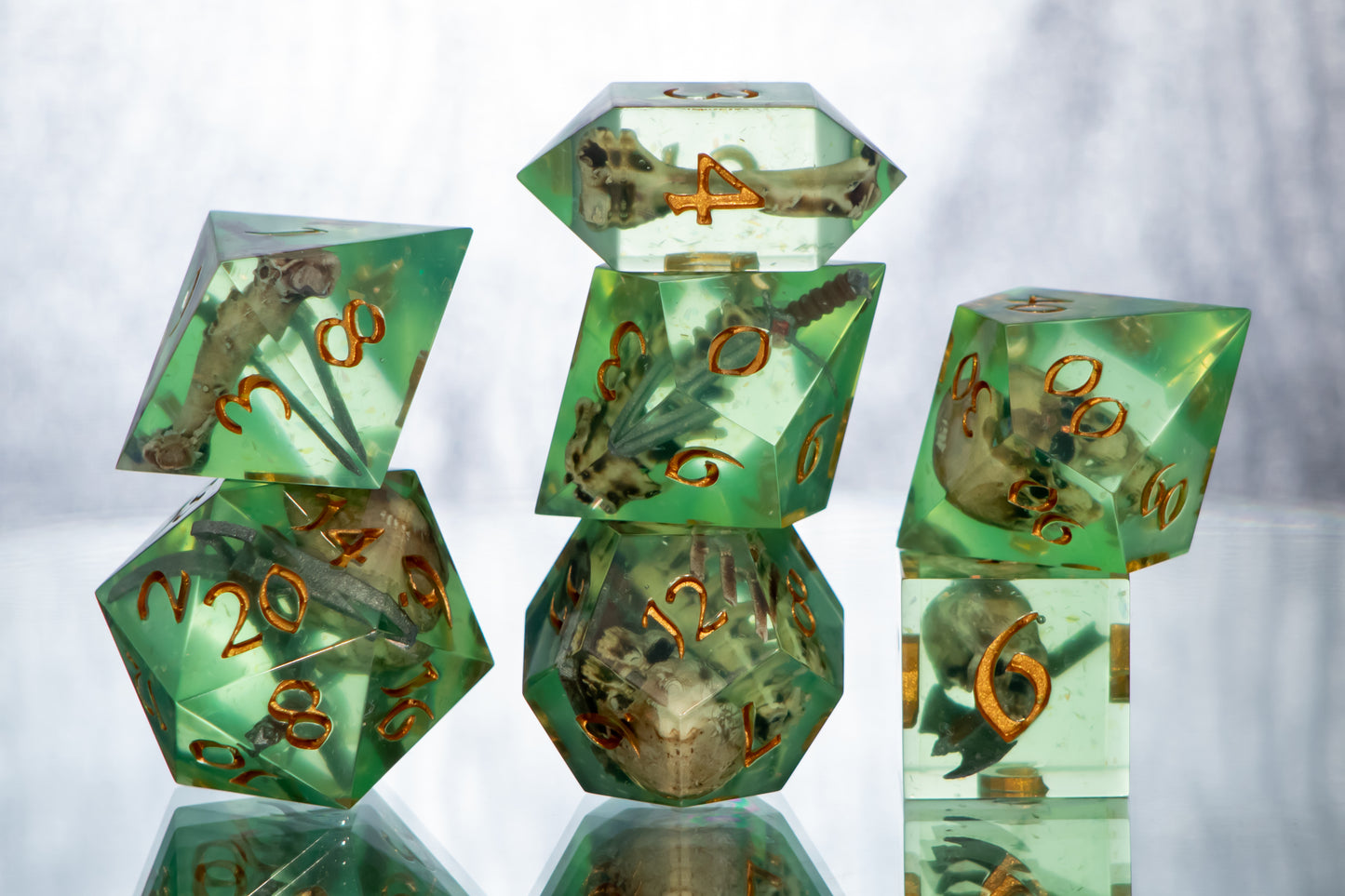 Gelatinous Fate - 7 Piece Handmade Resin Dice