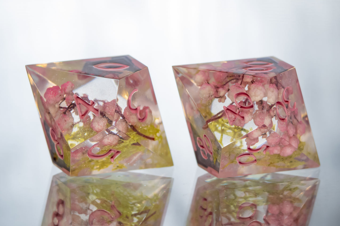 Pink Promenade - 7 Piece Handmade Resin Dice