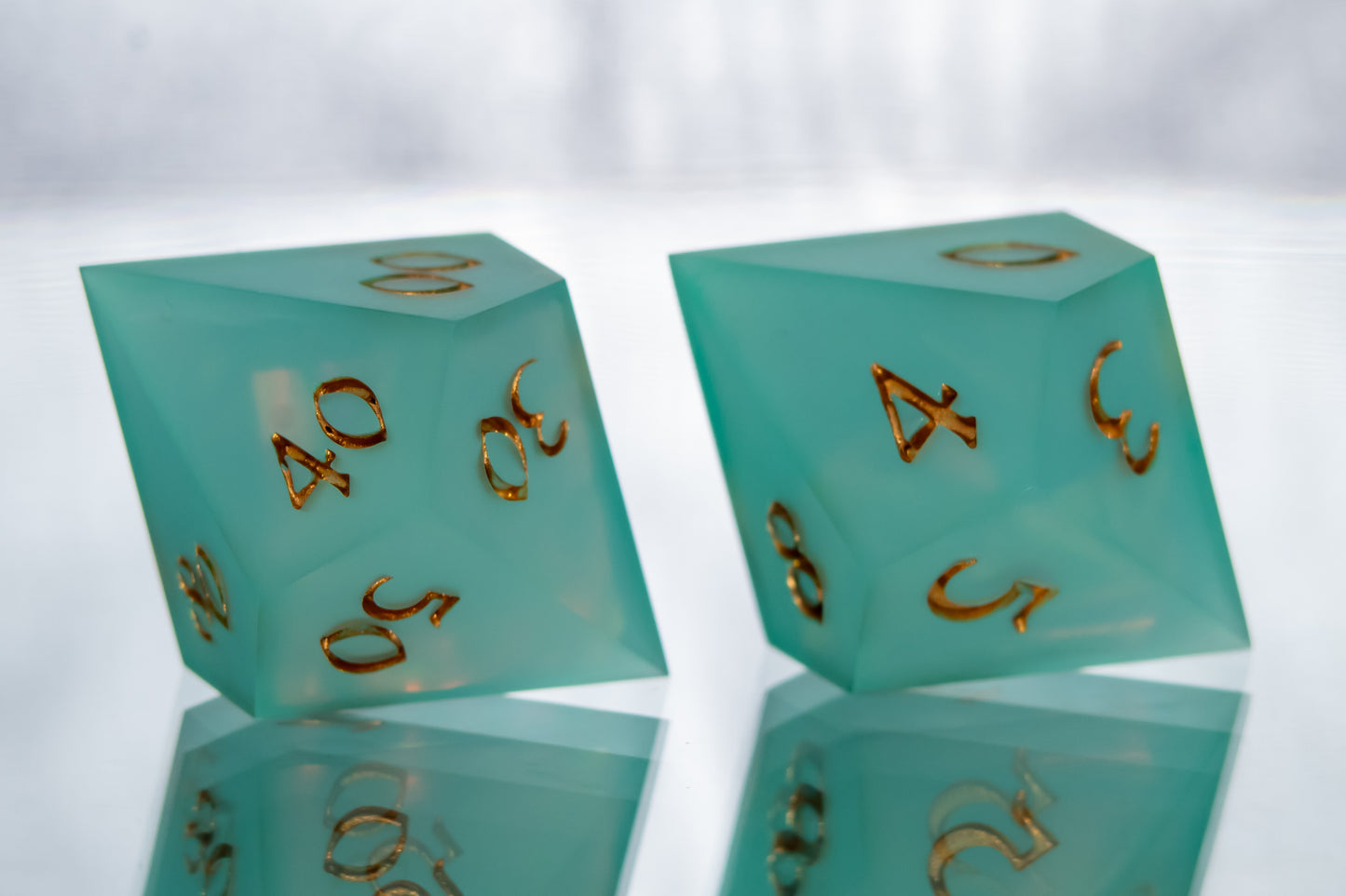 Teal Sea Glass - Matte 7 Piece Handmade Resin Dice