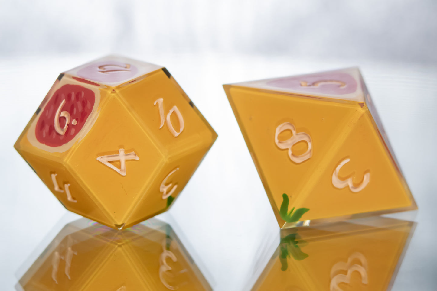 Grapefruit - Alt 7 Piece Handmade Resin Dice