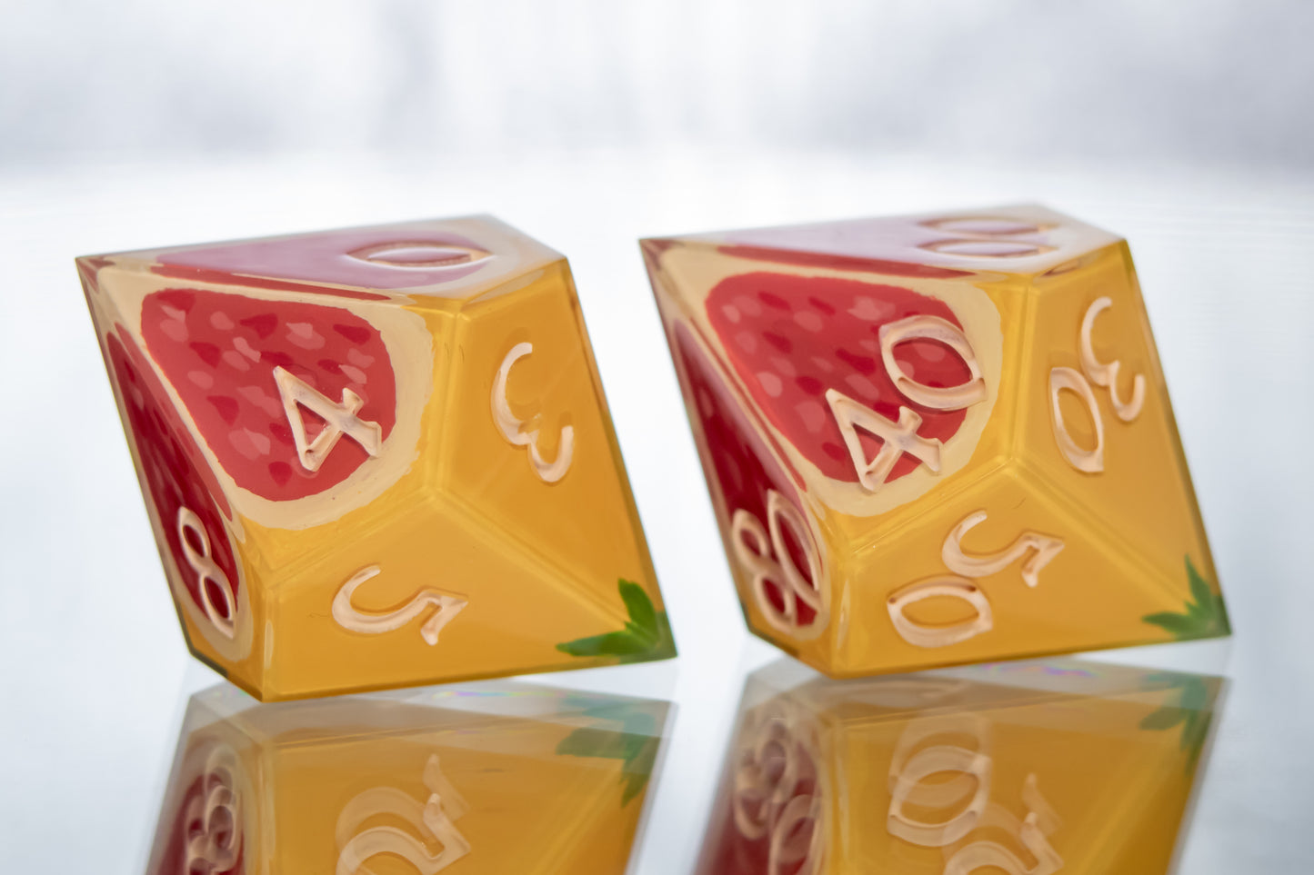 Grapefruit - Alt 7 Piece Handmade Resin Dice