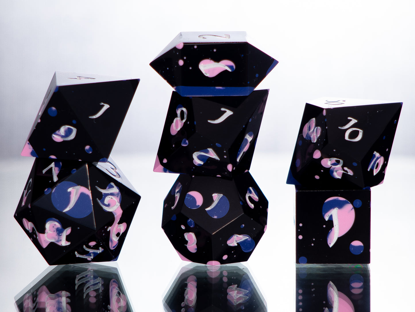 Paint Splatter - 7 Piece Handmade Resin Dice