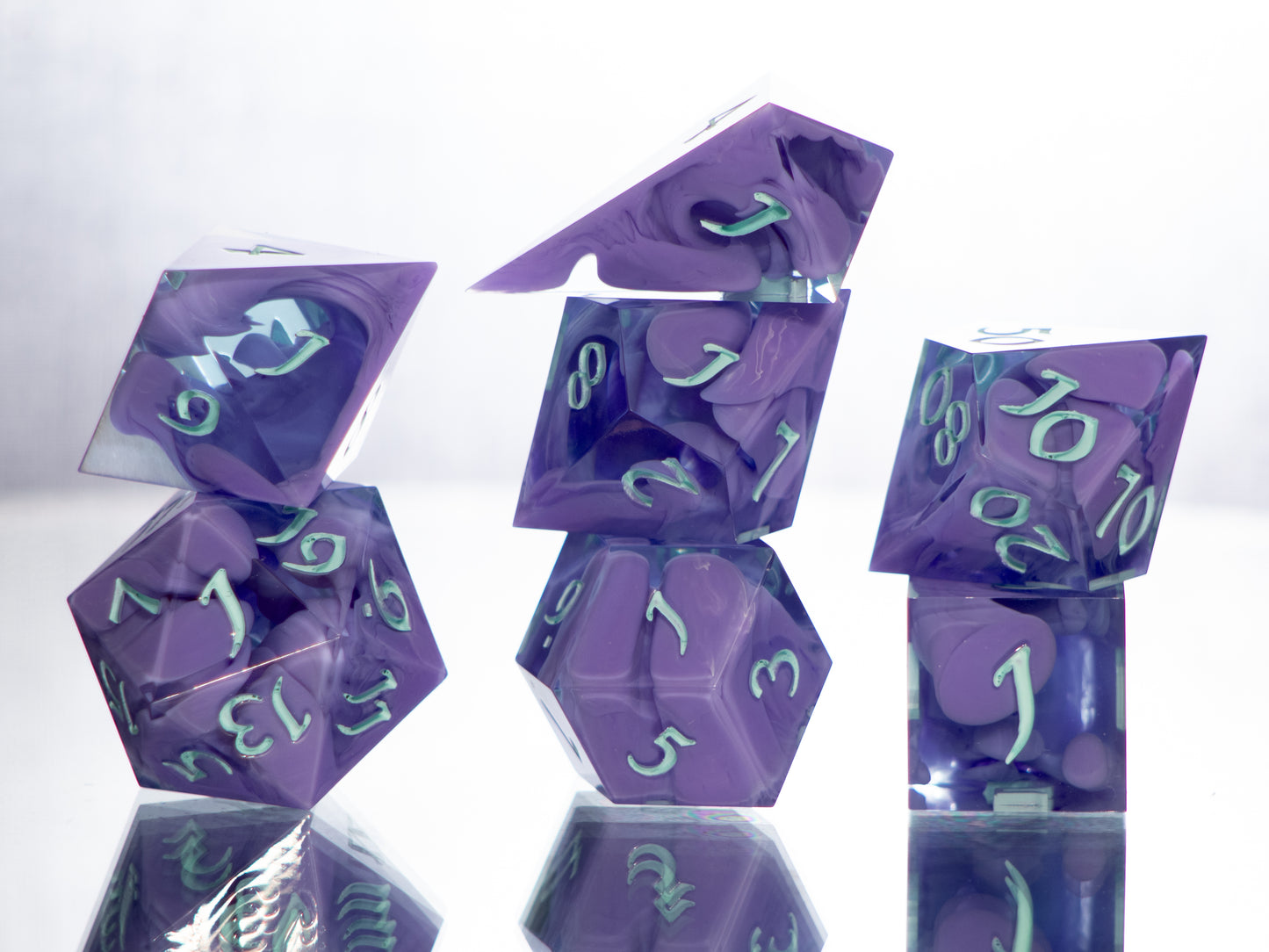 Billowing Bloops - Alt 7 Piece Handmade Resin Dice