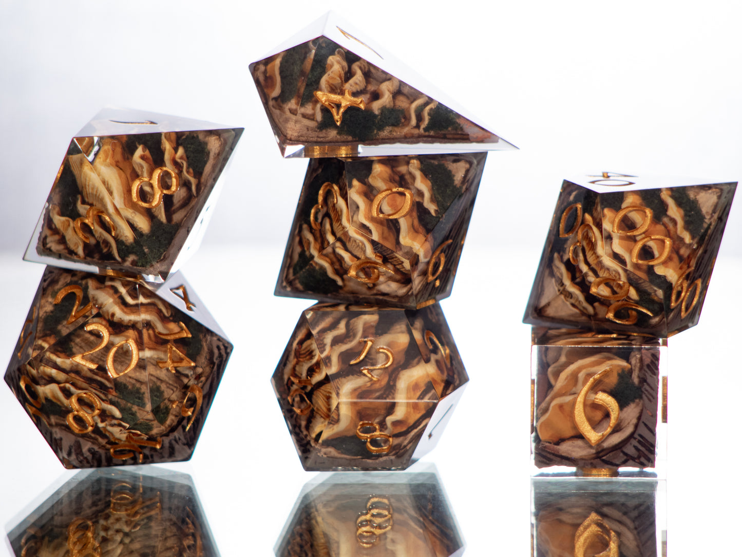 Chicken of the Woods - Alt 7 Piece Handmade Resin Dice