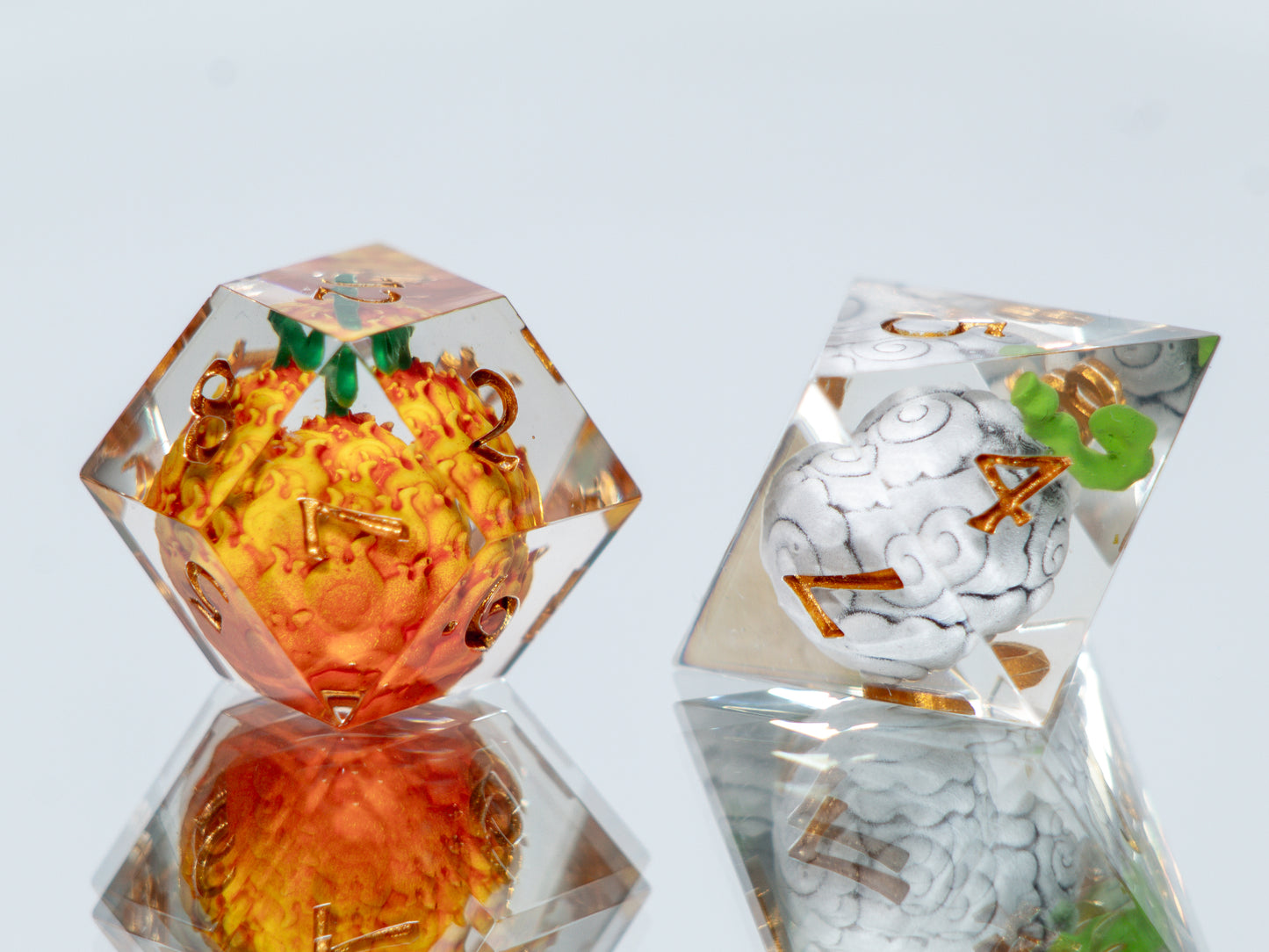 Devilish Fruits- Alt 7 Piece Handmade Resin Dice