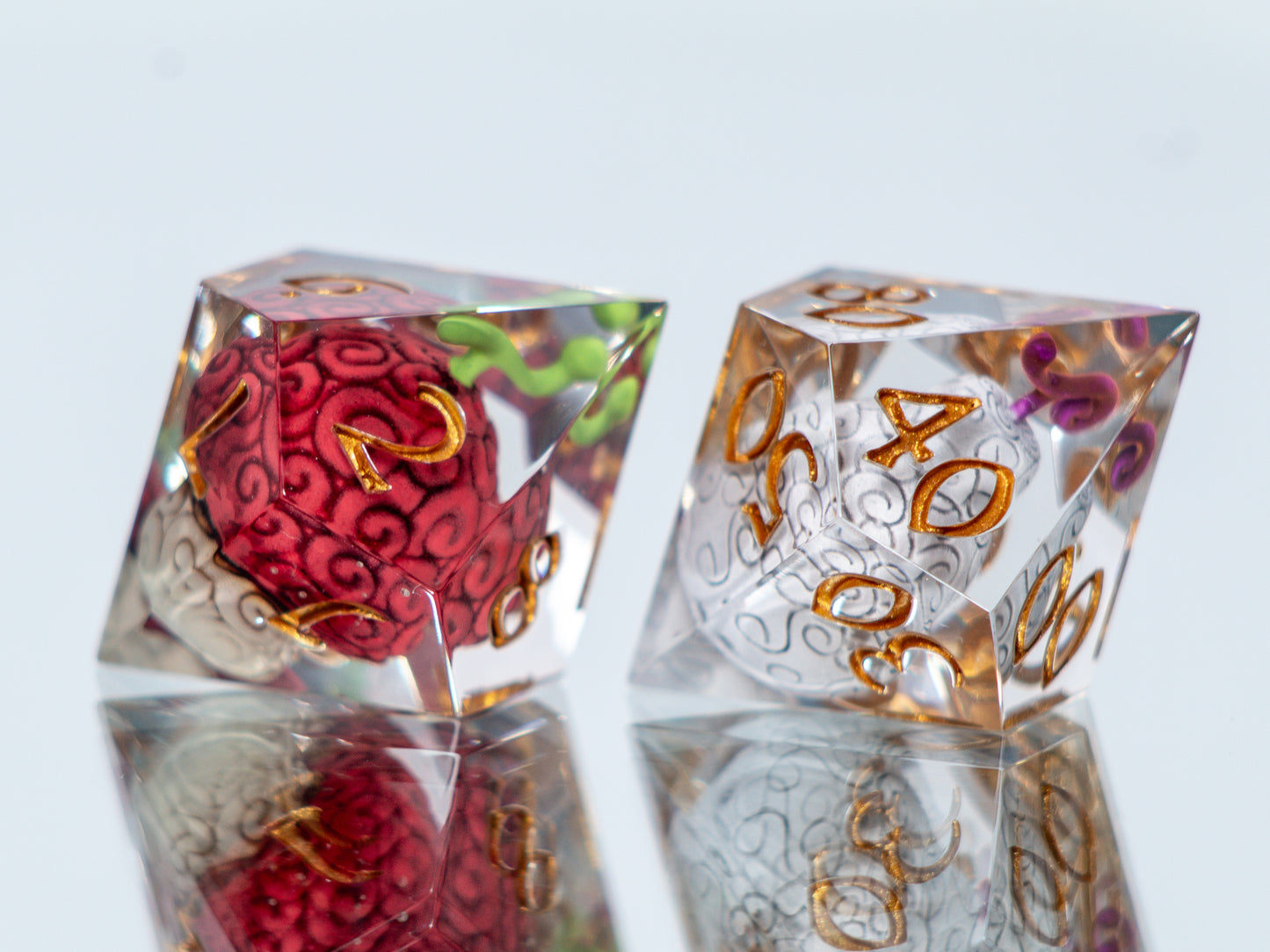 Devilish Fruits- Alt 7 Piece Handmade Resin Dice