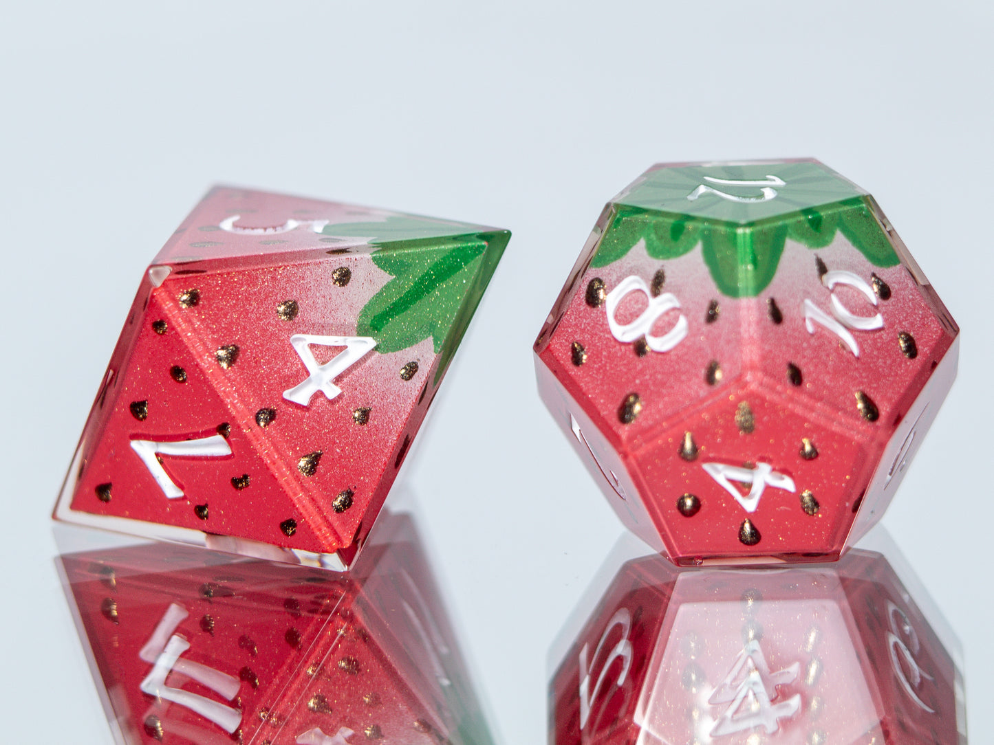 Strawberry Candies - 7 Piece Handmade Resin Dice