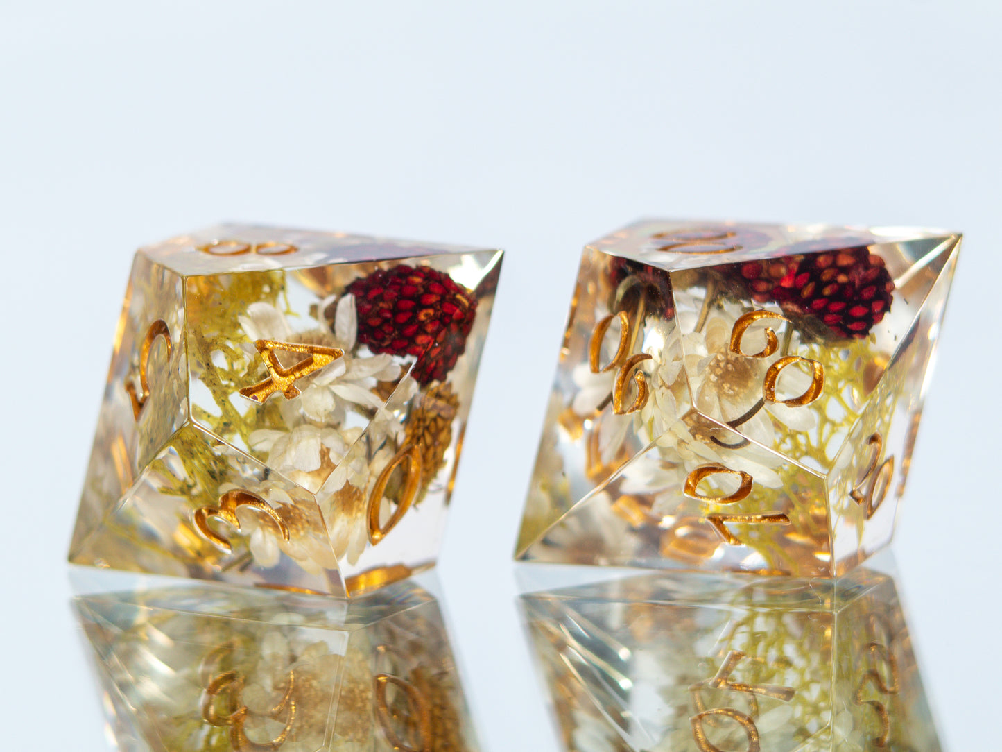 Wild Strawberries - 7 Piece Handmade Resin Dice