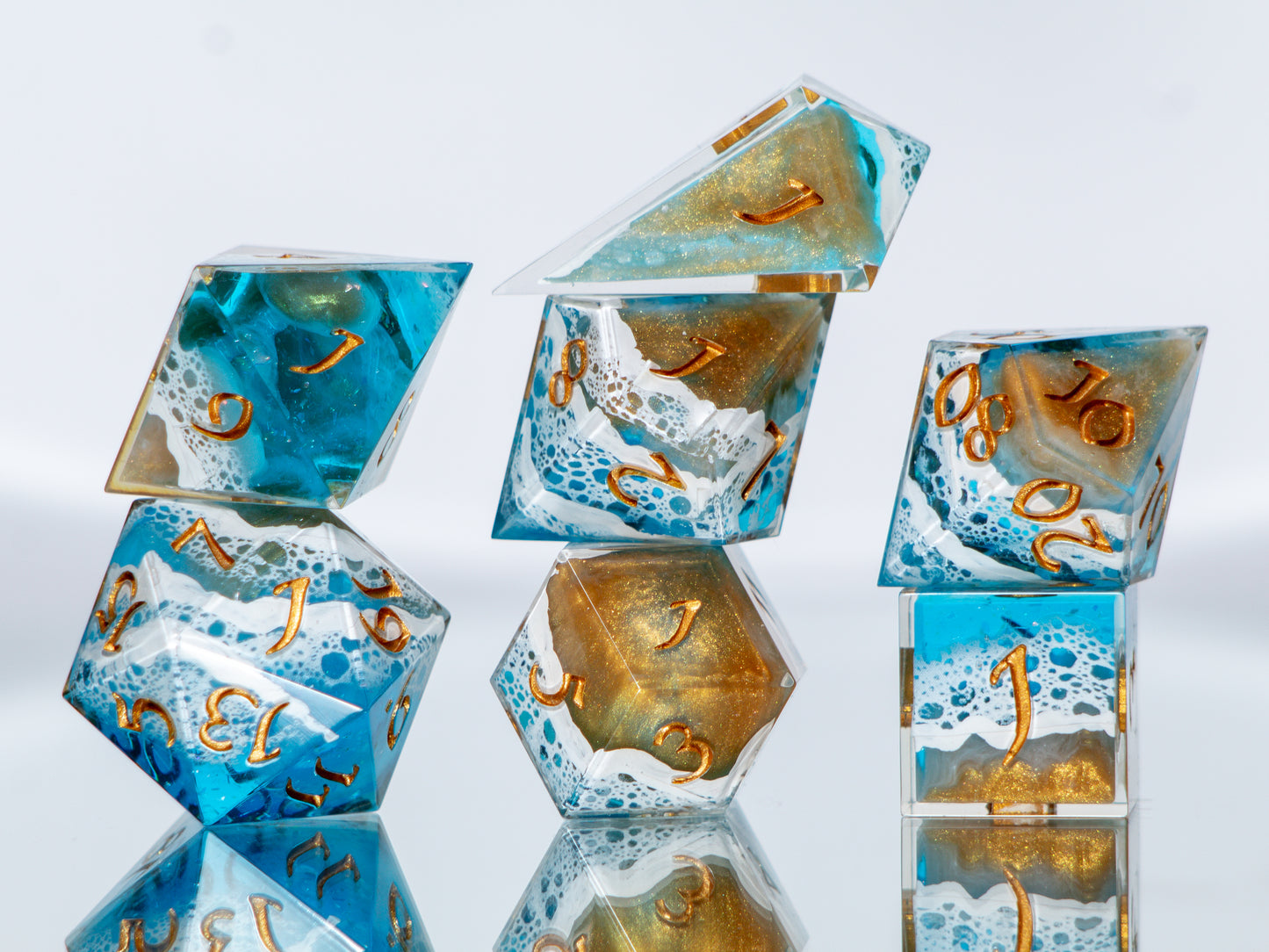Seaside - 7 Piece Handmade Resin Dice