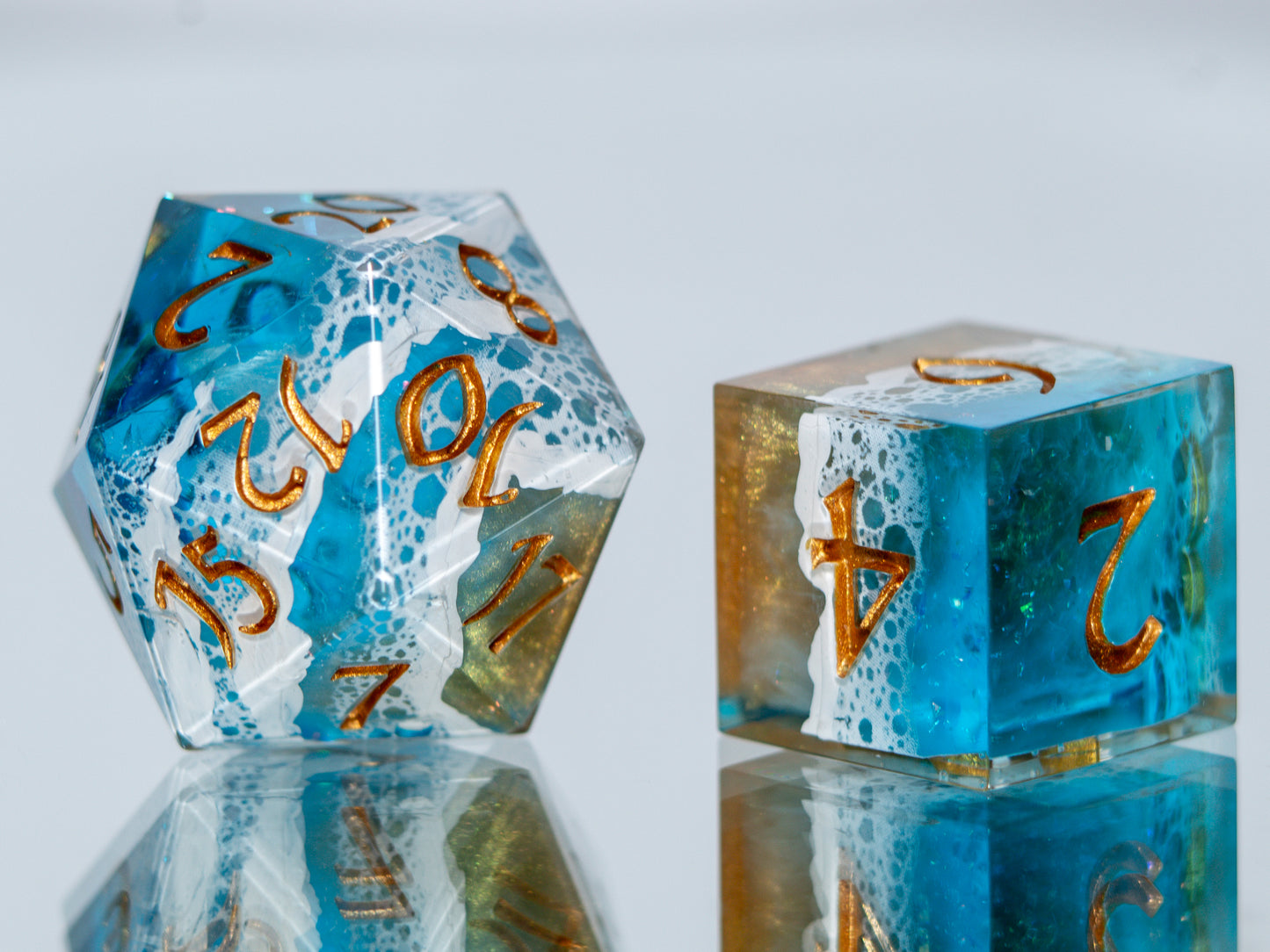 Seaside - 7 Piece Handmade Resin Dice
