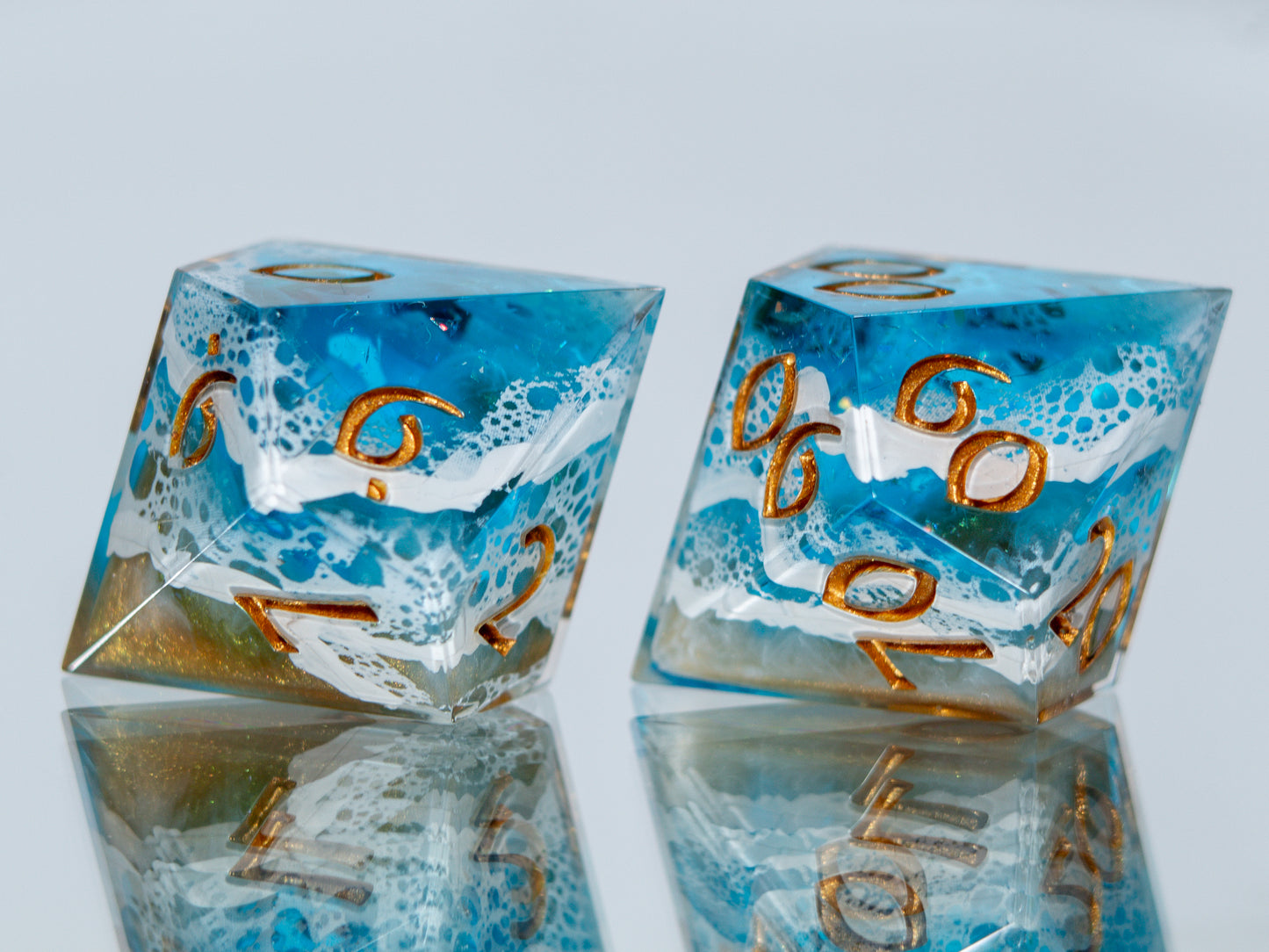 Seaside - 7 Piece Handmade Resin Dice