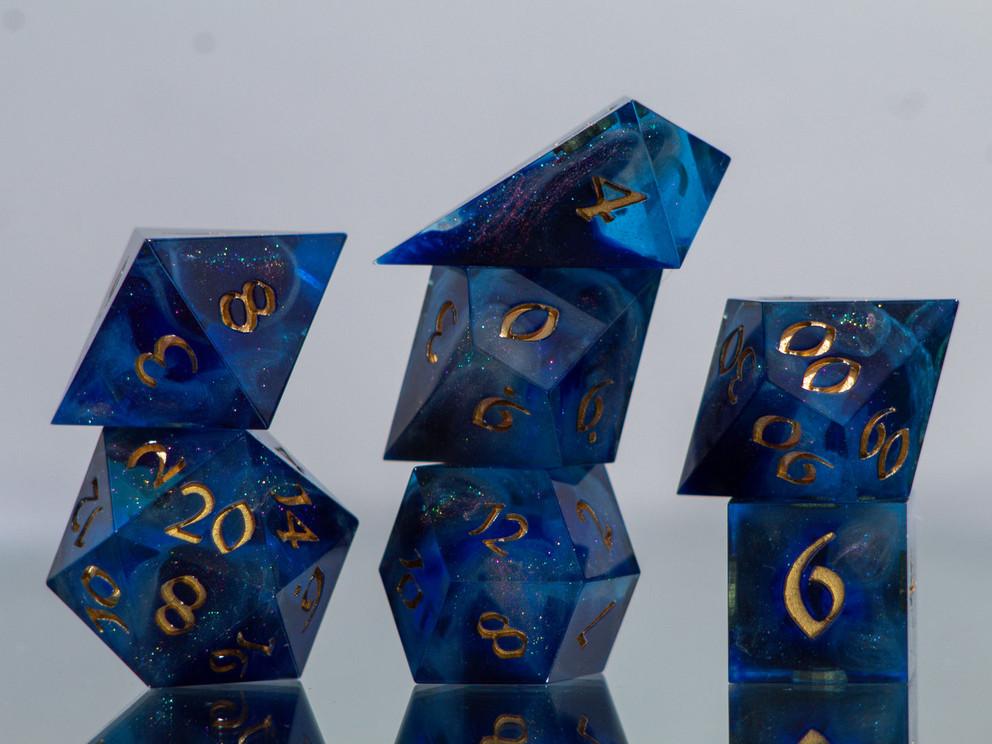 Cerulean Nebula - Alt 7 Piece Handmade Resin Dice
