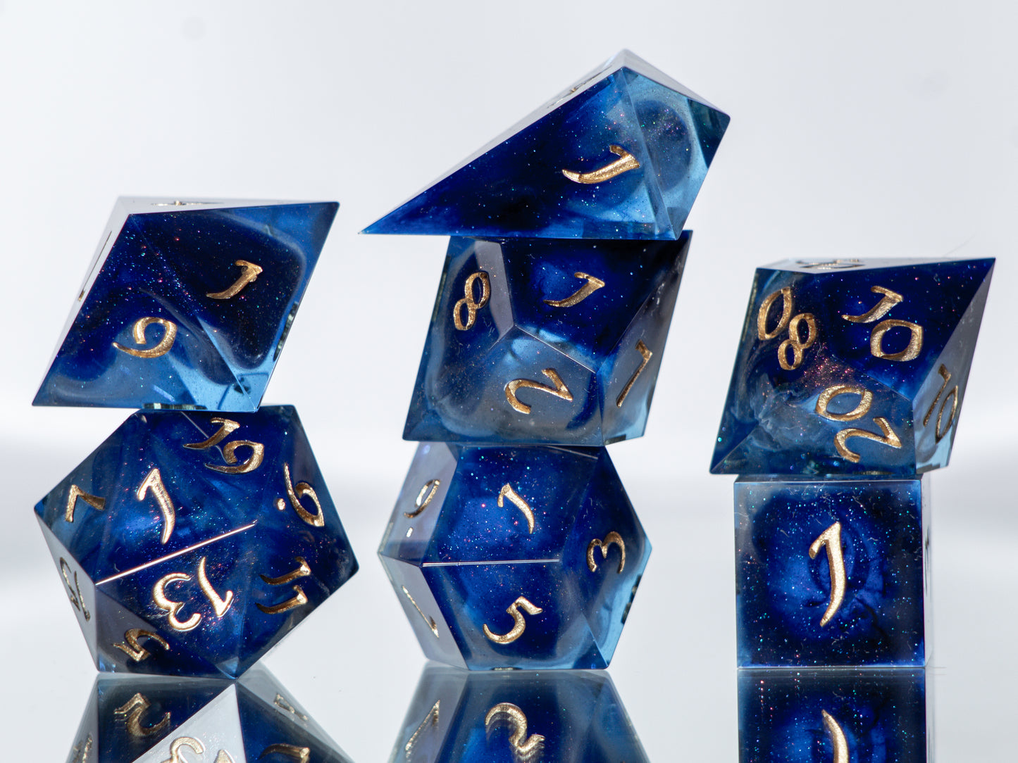Cerulean Nebula - Alt 7 Piece Handmade Resin Dice