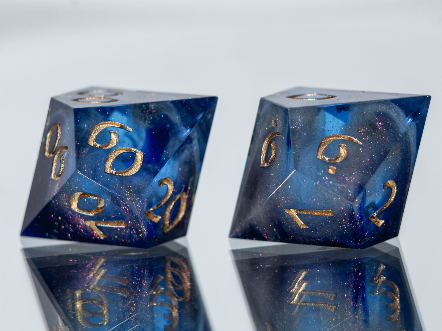 Cerulean Nebula - Alt 7 Piece Handmade Resin Dice