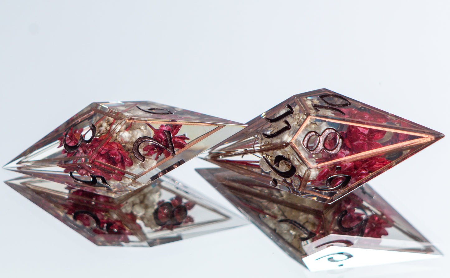 Copper Bouquet - Sharp 7 Piece Handmade Resin Dice