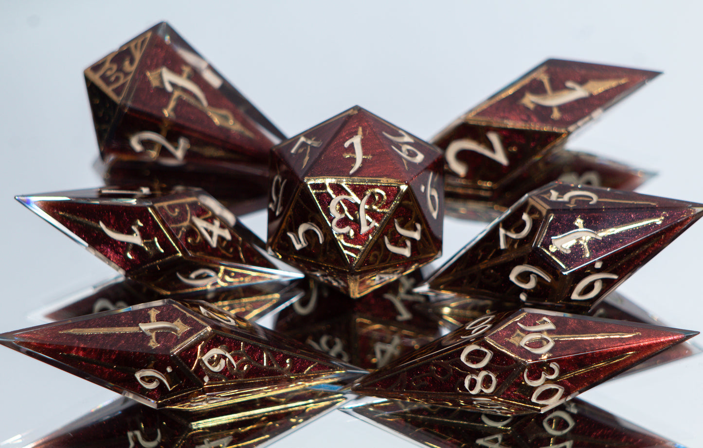 Sanguine Relics - Sharp 7 Piece Handmade Resin Dice