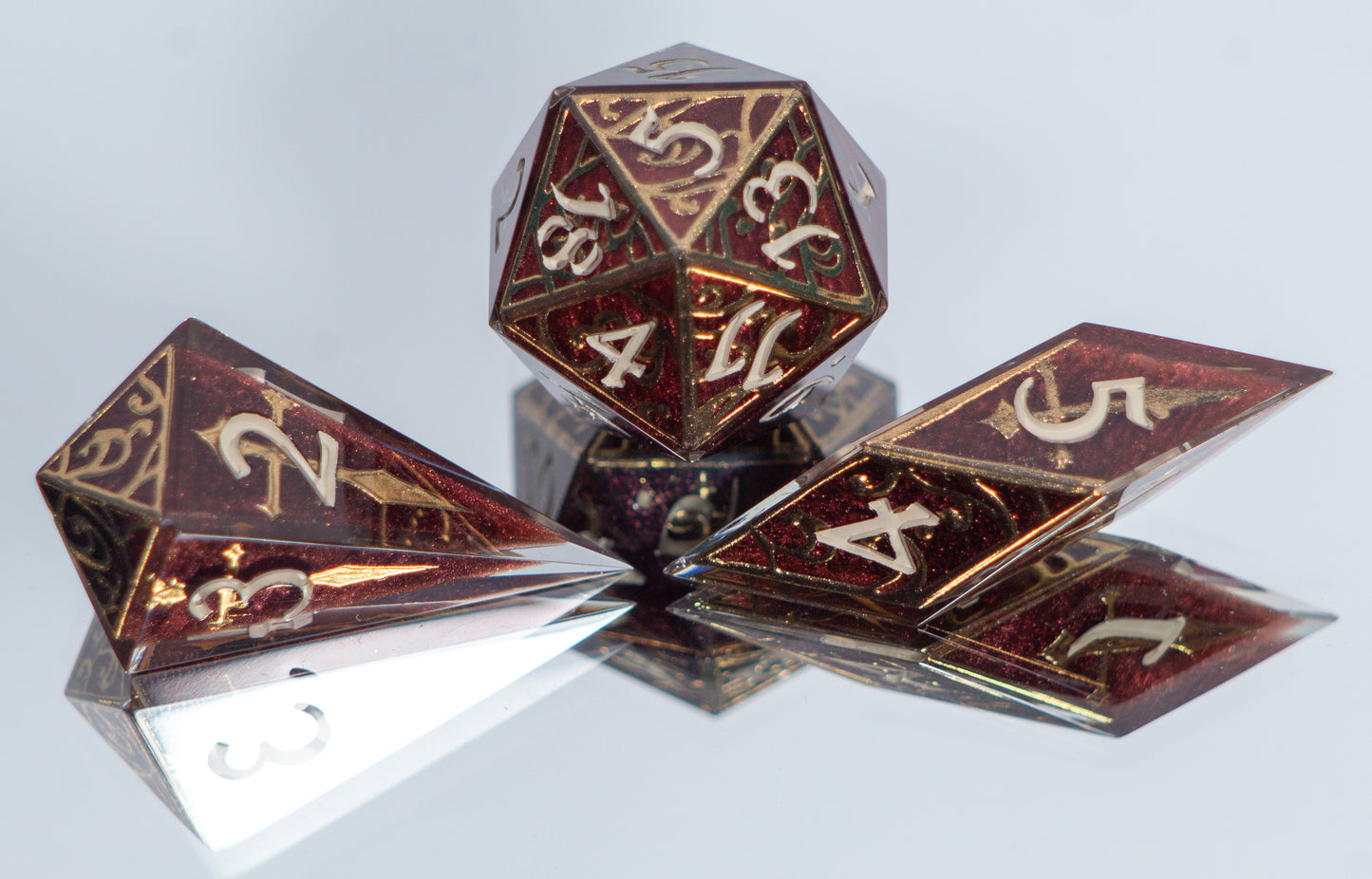 Sanguine Relics - Sharp 7 Piece Handmade Resin Dice