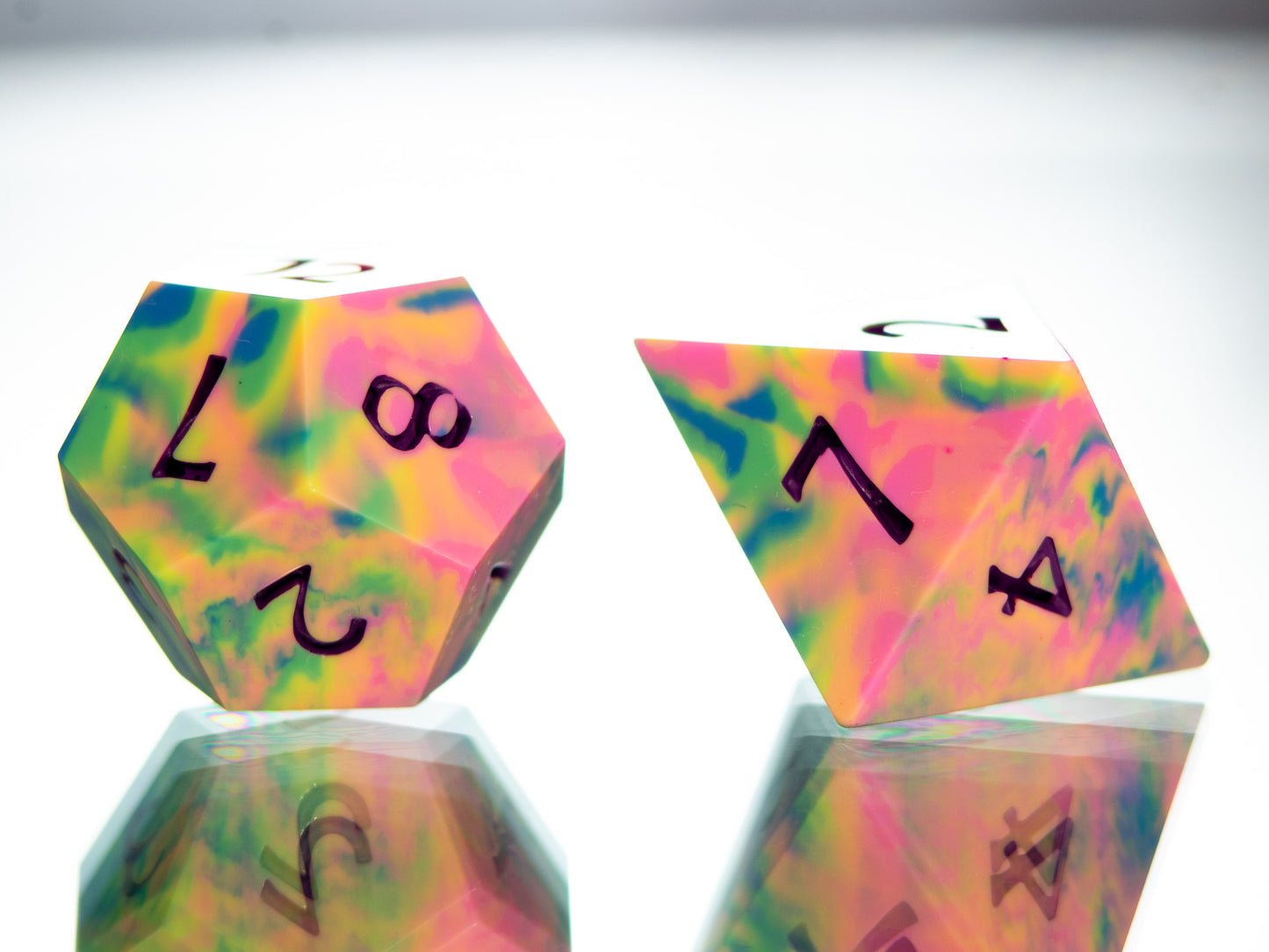 Tropical Rainbow Dirty Pour - 7 Piece Handmade Resin Dice
