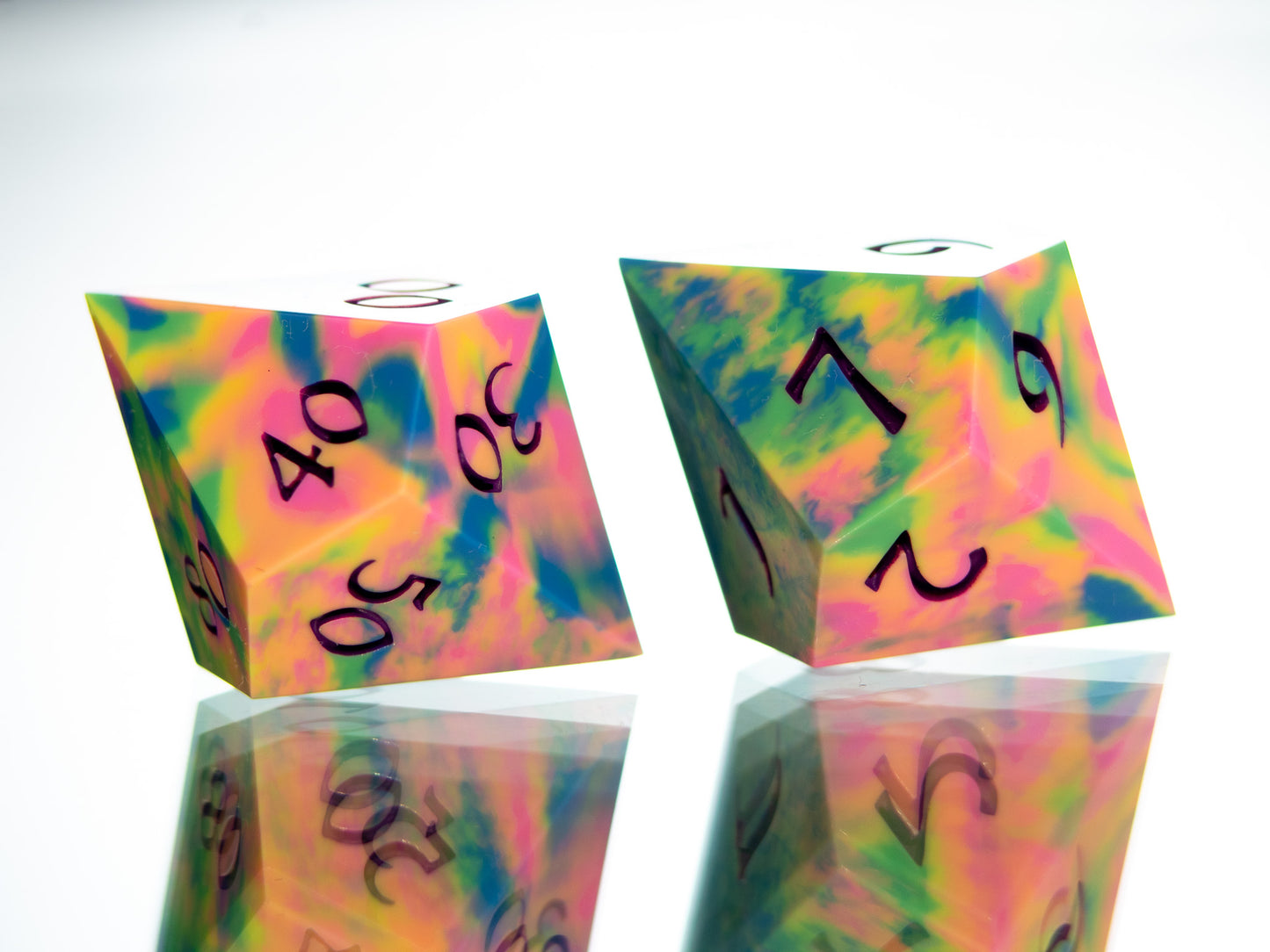 Tropical Rainbow Dirty Pour - 7 Piece Handmade Resin Dice