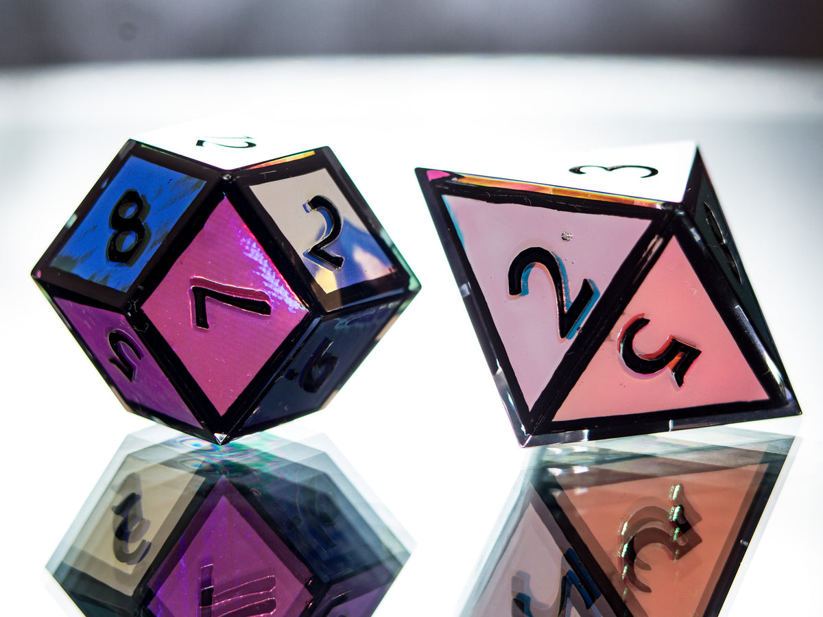 Holographic Stained Glass - 7 Piece Handmade Dice