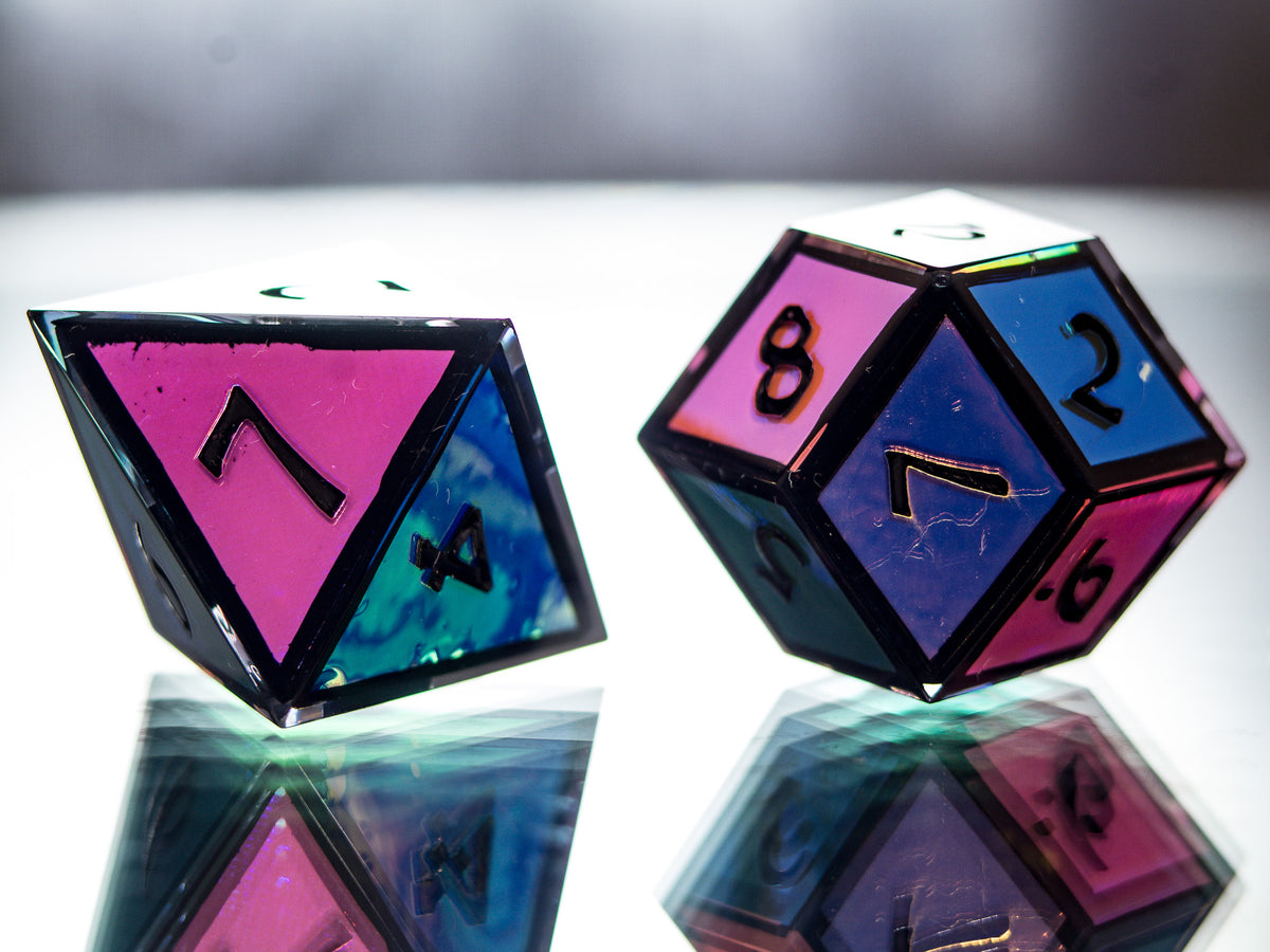 Holographic Stained Glass - 7 Piece Handmade Dice