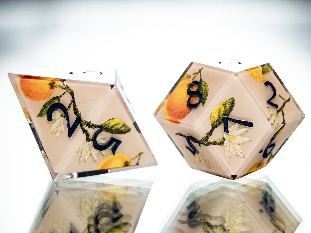 Orange Grove - 7 Piece Handmade Dice