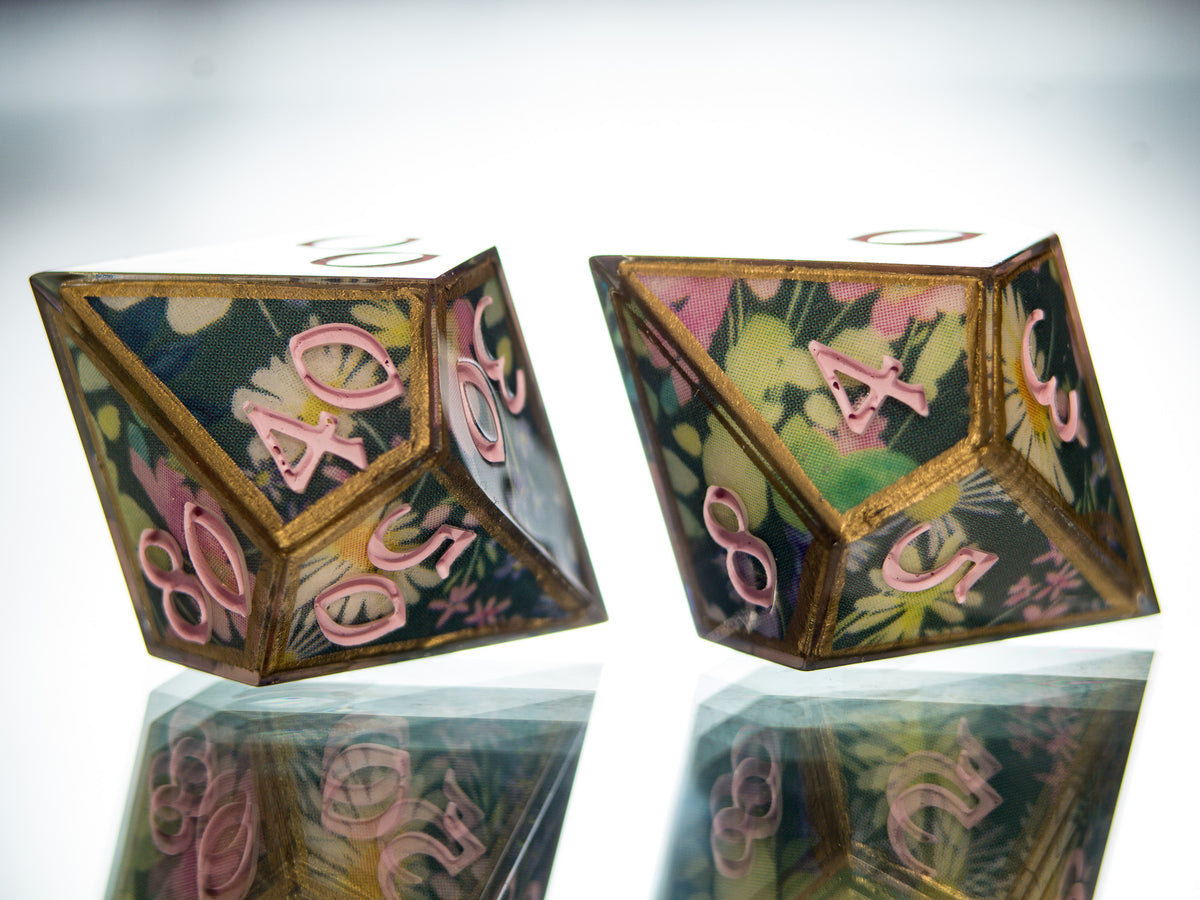 Water Lilies - 7 Piece Handmade Dice