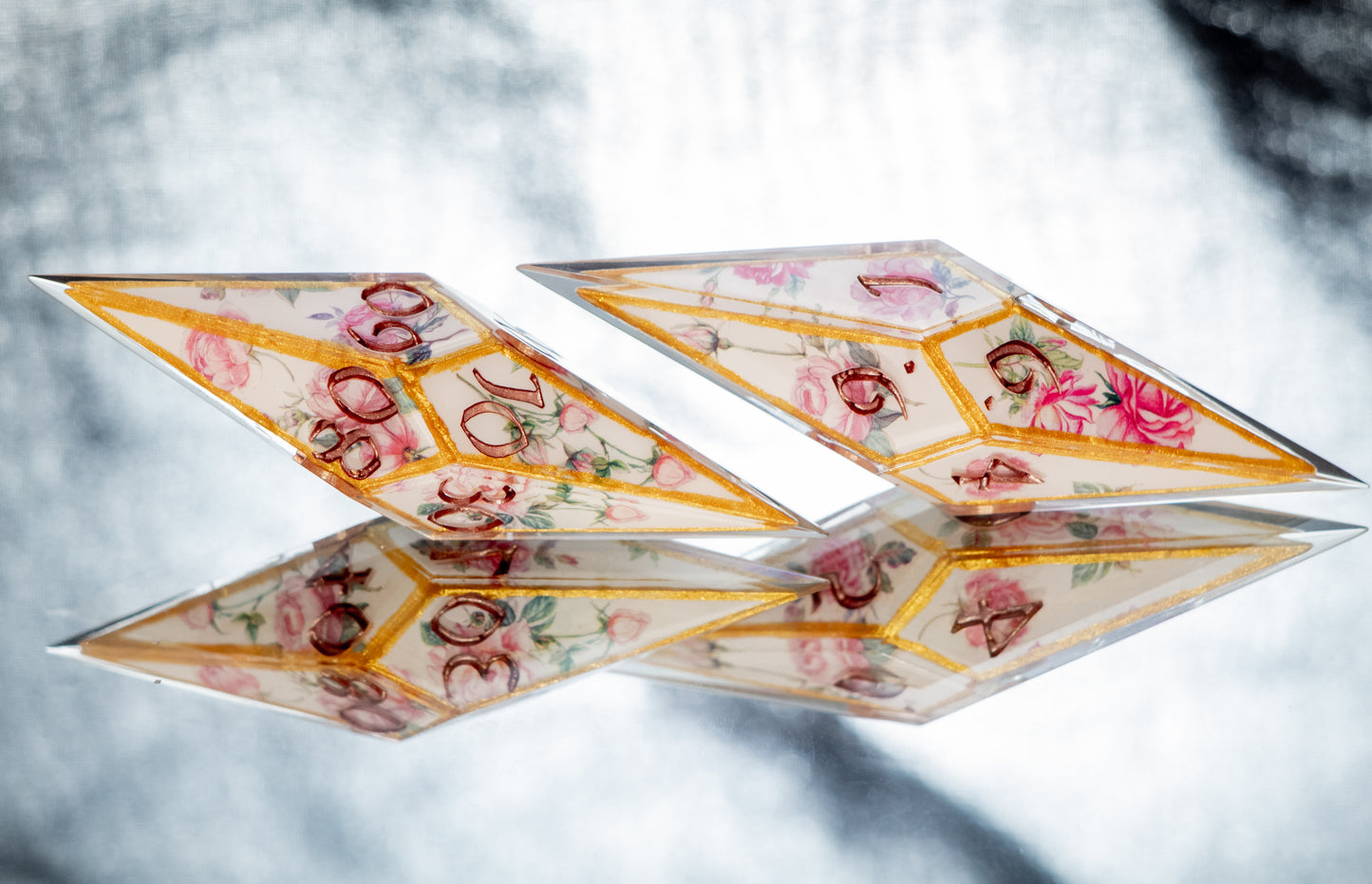 Tea Time -Sharp 7 Piece Handmade Resin Dice