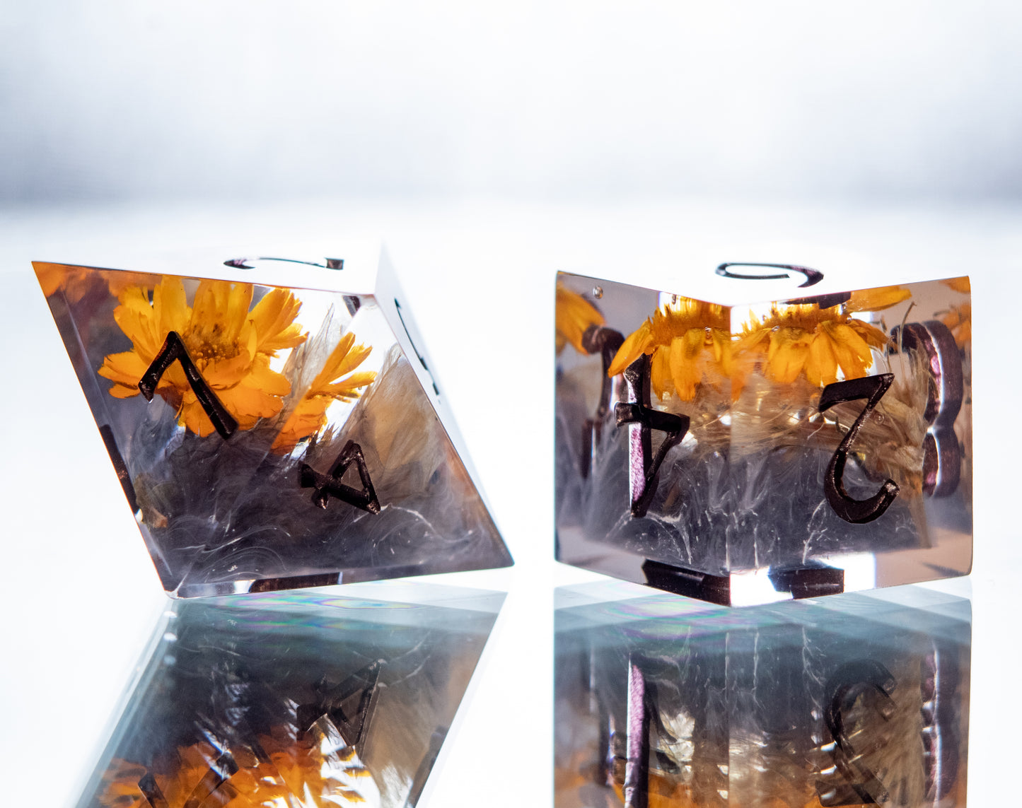 Sunflower Witch- 7 Piece Handmade Resin Dice