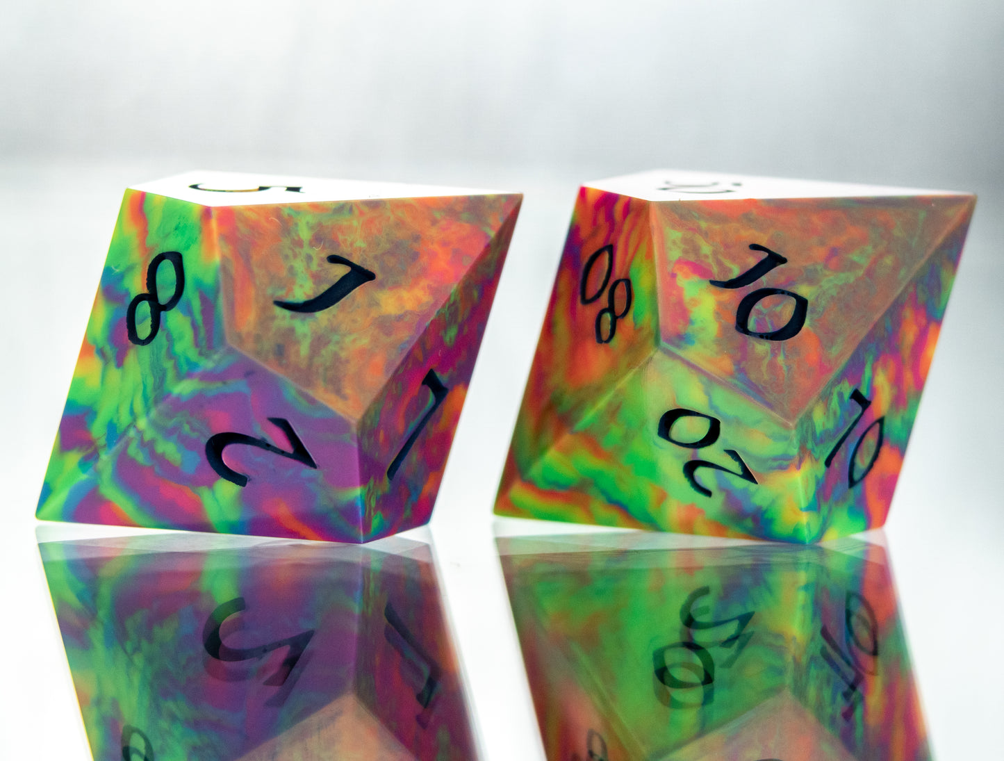 Heat Signature: 7 Piece Handmade Resin Dice