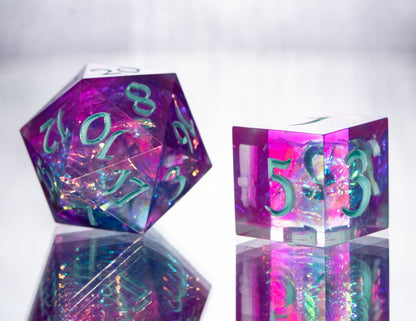 Vaporwave Vibes - 7 Piece Handmade Resin Dice