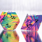 Neon Rainbow Dirty Pour: 7 Piece Handmade Resin Dice