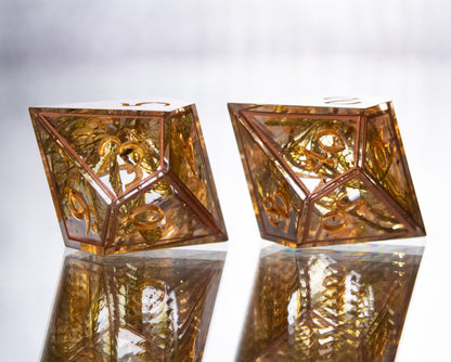 Golden Decay - 7 Piece Handmade Resin Dice