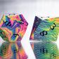 Neon Rainbow Dirty Pour: 7 Piece Handmade Resin Dice