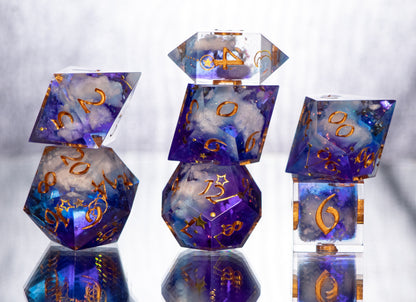 Dreamy Clouds - 7 Piece Handmade Resin Dice