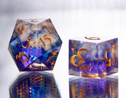 Dreamy Clouds - 7 Piece Handmade Resin Dice