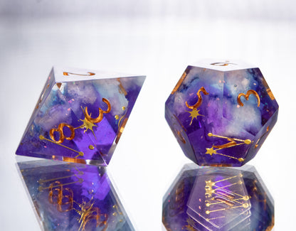 Dreamy Clouds - 7 Piece Handmade Resin Dice