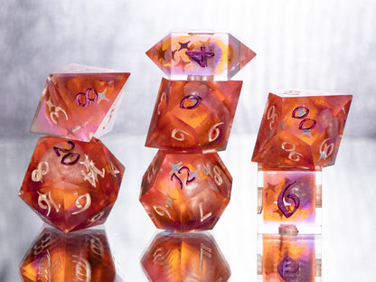 Starry Sunset - 7 Piece Handmade Resin Dice