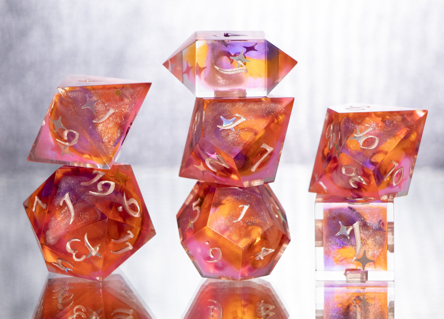 Starry Sunset - 7 Piece Handmade Resin Dice