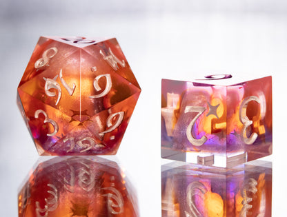 Starry Sunset - 7 Piece Handmade Resin Dice